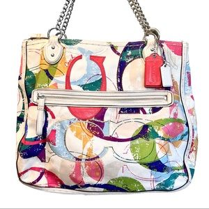 COACH POPPY Signature SCRIBBLE Shoulder Bag Tote